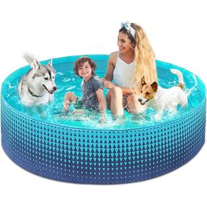 Jasonwell Foldable Dog Kiddie Pool - Hard Plastic Kids Paddling Pool Toddler Baby Swimming Pools for Backyard Collapsible Whelping Box Pet Doggie Cats Wading Pools Bathtub for Puppy Large Dogs 79Inx16In (Green)