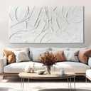 XIANSHOU Home Decor White Abstract Wall Decor Maximalist Artwork Textured Canvas Wall Art Pictures for Living Room Bedroom Home Office Decor 24"x48"