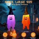 4PCS Halloween Decorations, 42"x14" Glowing Ghost Outdoor/Indoor Lights with 8 Lighting Modes, Waterproof Battery Case for Garden, Yard, Haunted Halloween Party