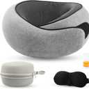 Neck Pillow Airplane, Travel Pillows for Airplanes, Memory Foam Adjustable Portable Neck Pillow for Traveling, Car Rides, and Home Use (Gray)