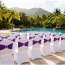 Spandex Purple Chair Sashes 50 Pack, Chair Bands with Buckle Slider for Wedding Party Folding Chairs Decor