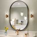 Brightify Black Oval Mirror for Bathroom Vanity 20x30 Inch, Matte Black Bathroom Mirrors for Wall Metal Frame, Wall Mounted Mirror for Bedroom Living Room Wall Decorative Hang Vertical and Horizontal