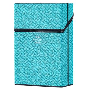 5 x Cigarette Case, Woven Pattern with Elastic Switch, Up to 20 Cigarettes for 85mm King Size (Cyan)