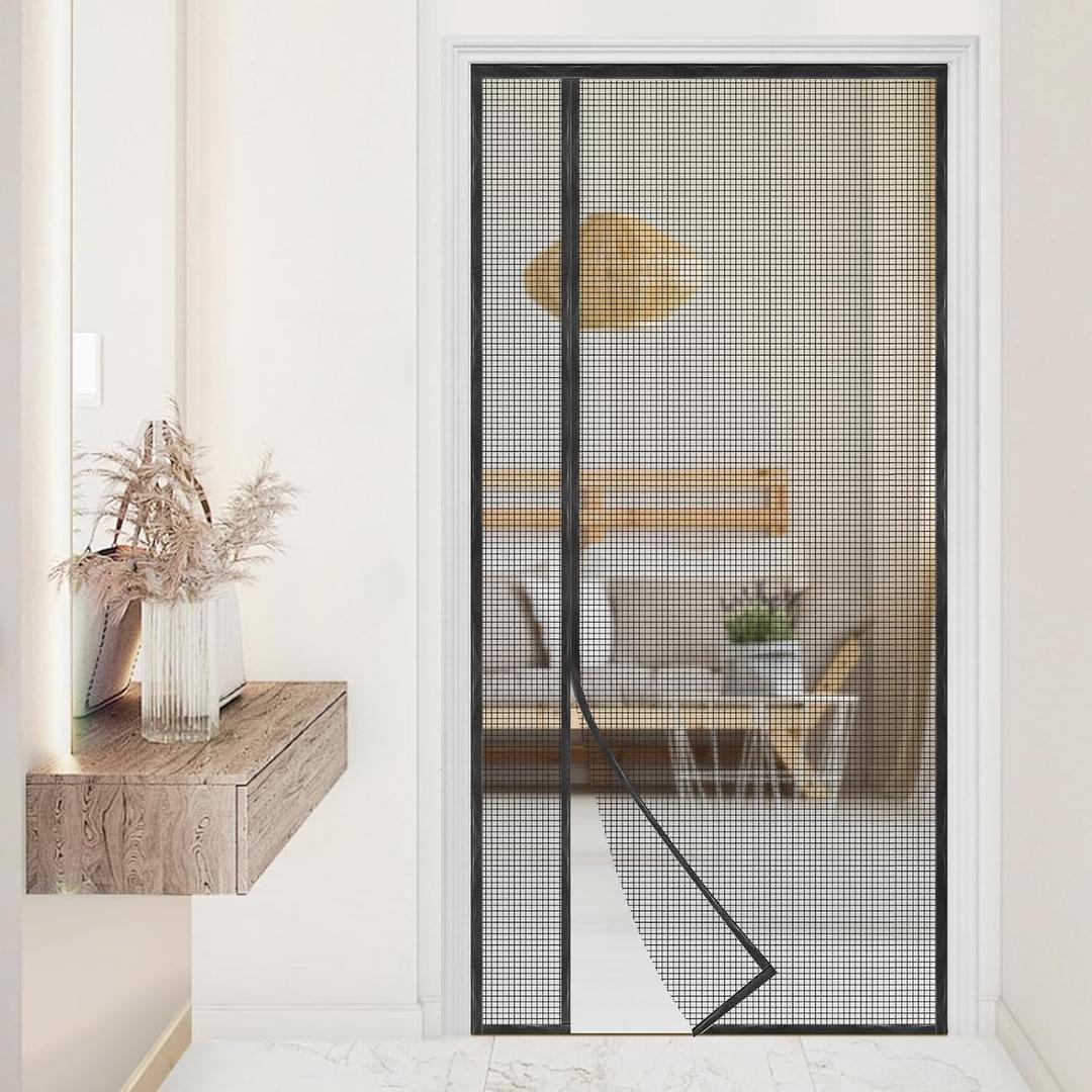Magnetic Screen Door, Reversible Left or Right Side Opening, Mesh Door Screen Magnetic Closure, Keep Bugs Out, Pet and Kid Friendly, Fits Door Size 36" x 82"