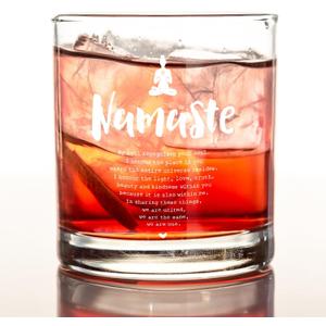 kunlisa Namaste Zen Gifts Whiskey Glasses, Meditation Spiritual Gifts for Women, Gift for Yoga Lovers, 10 oz Drinking Rocks Glasses for Women Whisky Cocktail Scotch Bourbon Liquor