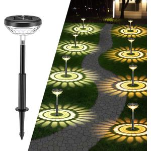 Solar Powered Pathway Lights Outdoor, Bright LED Solar Lights Outdoor 8 Pack, Waterproof IP67 Solar Landscape Path Lights for Yard Garden Walkway Lawn Sidewalk (Warm White & Cool White)