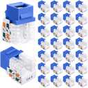 Hoteam Cat6 Cable RJ45 Keystone Jack UTP Modular Ethernet Jack Insert 90-Degree, Punch Down Keystone Adapter for Secure Connection(Blue,100 Pcs)