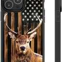 ZHUXUXITT Compatible with iPhone 16 Max Case,Classic Wood Grain Deer Flag Case for iPhone 16 Pro Max Design for Men Boys [Anti-Scratch] Non-Slip+Shockproof Rugged TPU Protective Case