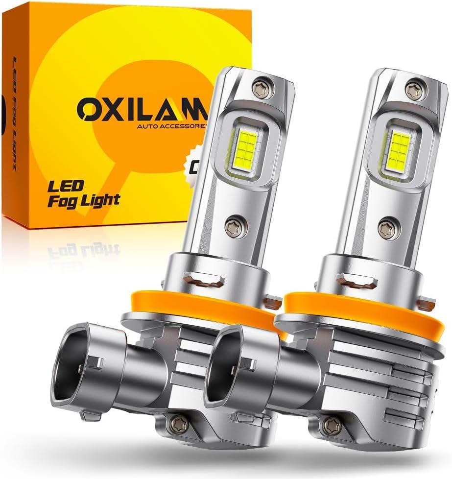 OXILAM H11 LED Bulbs H8 H9 6500K Cool White Fog Bulb, 32000LM 800% Brighter, Plug and Play, 1:1 Mini Size, IP68 Waterproof, Fanless, Pack of 2