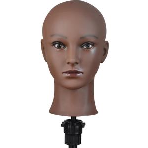 3 x Soft Bald Mannequin Head, Professional Cosmetology Female Head for Wig Making Hat and Glasses Display Bald Model Doll Head Brown Color