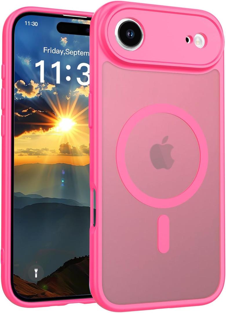for iPhone 17 Air Case - Military Grade Shockproof Cover with MagSafe Compatibility & Full Camera Protection,Rose Red