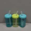The First Years Squeeze & Sip Toddler Straw Cups - Squeezable Transition Sippy Cup with Silicone Straw - Toddler Feeding Supplies - 7 Oz - 3 Count - Ages 6 Months and Up (Green/Teal)