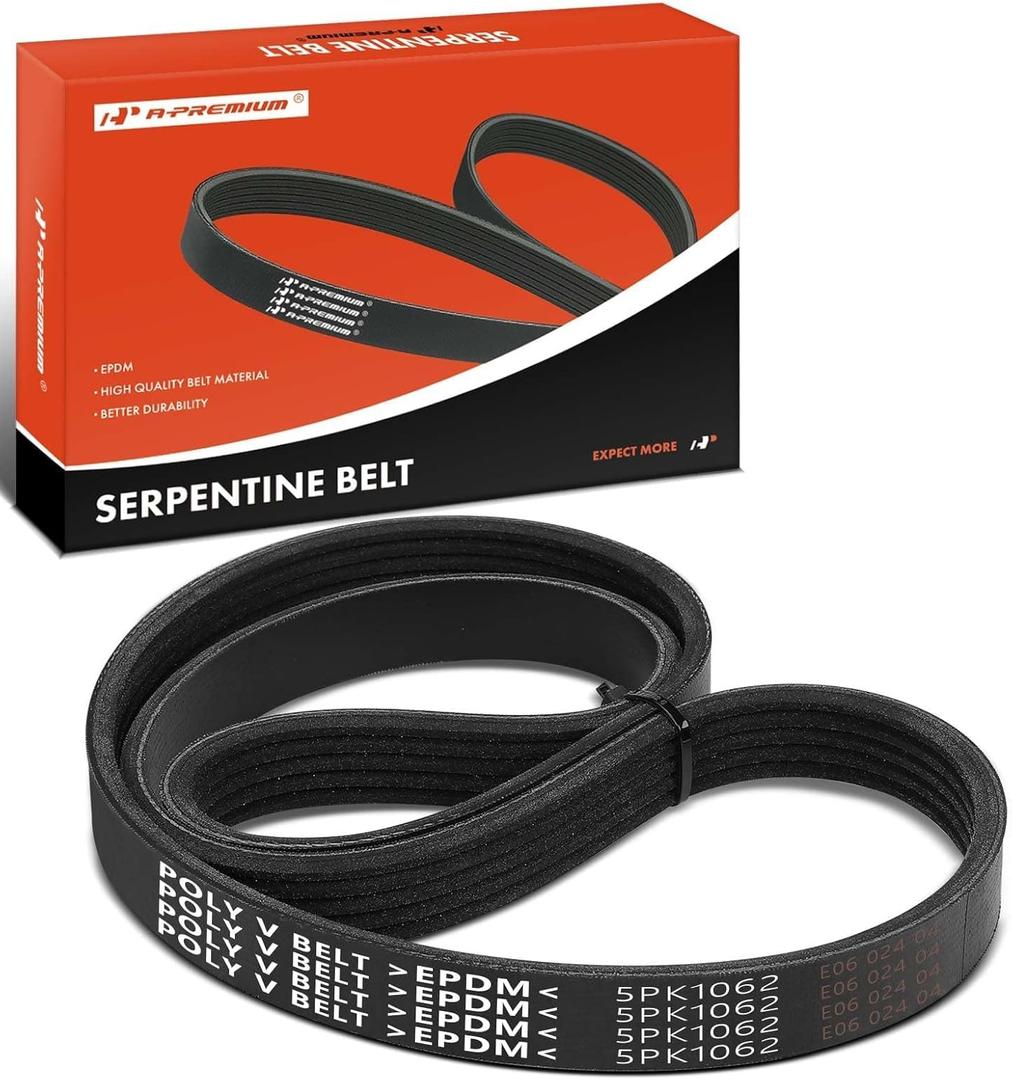 A-Premium Engine Serpentine Drive Belt Compatible with Toyota, Dodge, Chevy, GMC, Honda, Mazda, Mitsubishi, Ford, Pontiac, Eagle, Porsche, Saturn & Mercury Cars - Camry, Avenger, HHR, Cobalt, 40.01 In