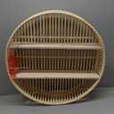 Rattan Wall Shelf 3 Tier Boho Wall Mounted Shelf Farmhouse Handcraft Round Floating Shelf Display Rack Storage Circular Hanging Shelf for Livingroom Home Decor
