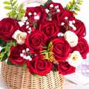 200 Pcs Red Roses Artificial Flowers, Real Touch Velvet Roses Bouquet Fake Flowers Bulk, Artificial Roses with Long Stems for Birthday Gift Women Mom DIY Bridal Wedding Centerpiece Decorations