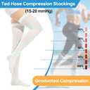 2Pairs Ted Hose Compression Stockings for Women and Men, Anti-Embolism Compression Stockings, Surgical Compression Stocking, 15-20 mmHg Compression TED Hose with Inspect Toe Hole (Thigh High, XL)