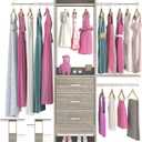 Besiost 4FT Small Closet System with 3 Fabric Drawers, 48'' Closet Organizer System With 3 Adjustable Shelves, Flexible Built-In Clothes Garment Rack for Small Space, 48"L x 13"W x 71"H, White Oak