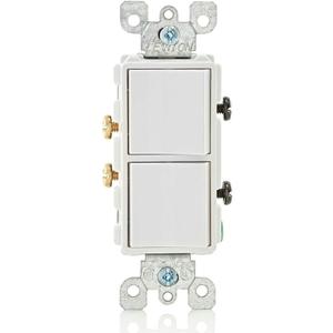 Leviton 15 Amp, 120/277 Volt, Decora Single-Pole, AC Combination Switch, Commercial Grade, Grounding, 5634-W, White