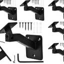 6 Pack Handrail Brackets for Indoor Stairs, Heavy Duty Hardware Support Stair Railing Bracket for Stairways, with Adjustable Square Stair Hand Rail Bracket for Staircase Outdoor, Stair Brackets Black