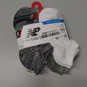 New Balance Kids' Performance Cushioned No Show Socks (8-Pack) (Large, Black (Red Logo))