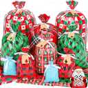 Christmas Bags for Gifts, 22pcs Christmas Gift Bags Assorted Sizes - Small/Medium/Large, Xmas Santa Drawstring Bulk Presents Wrapping Paper Bag, Reusable Plastic Holiday Gift Bags with Ribbon Ties