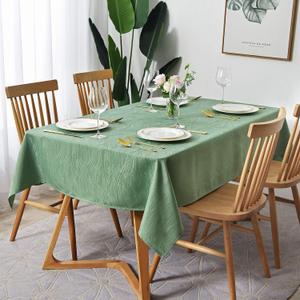 maxmill Jacquard Table Cloth Swirl Design Water Proof Wrinkle Free Heavy Weight Soft Tablecloth Decorative Fabric Table Cover for Outdoor and Indoor Use Rectangular 60 x 104 Inch Sage Green