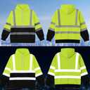 Coume 2 Pcs Hi-vis Hoodie for Men Class 3 High Visibility Sweatshirt Reflective Hooded Hood for Safety Hoodie (XL)