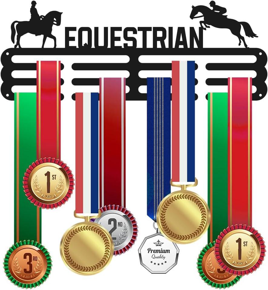 Sports Medal Hanger Holder Display Rack for Awards Ribbons Horse Riding Wall Mount Shelf Hanging Storage Metal for Equestrian Horseman Race