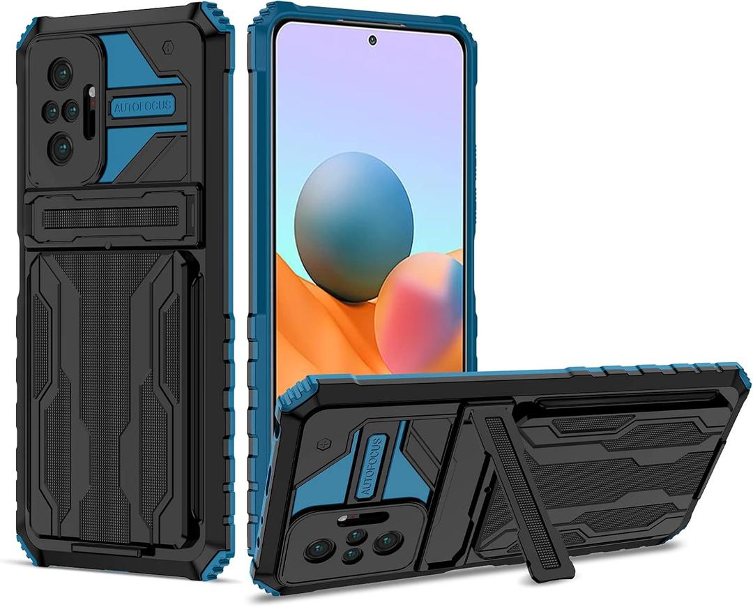 Case for Redmi Note 10 Pro Case/for Redmi Note 10 Pro Max Case M2101K6I Wallet Case with Detachable Card Holder, Stand Rugged Shockproof Protective Phone Cover for Xiaomi Redmi Note 10 Pro Blue