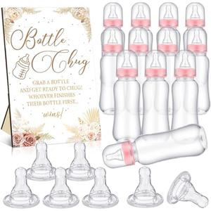 TrelaCo Cool Baby Shower Games Wooden Bottle Chug Sign Boho Theme Gift Sets and 11Pcs Baby Bottle Shower Favor for Pampas Games Gender Reveal (Boho Pampas)