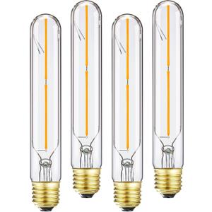 Tubular E26 LED Bulb 4W Equal 40 Watt Warm White 2700K E26 Edison AC120V 400lm Tube T9 T10 LED Light Bulb for Rustic Pendant,Chandeliers,Wall sconces 4Pack