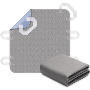Positioning Bed Pad with Handles, 6 Sturdy Handle Washable Bed Pads for Incontinence, Waterproof, Reusable Underpads for Elderly Hospital Home Care, Grey, 3436 (34x36 | 1 Pack, Gray)
