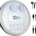 ARAFUNA CD Player Portable, Rechargeable Portable CD Players for Car with Speakers, Anti-Skip Small CD Player with Backlit Button, LCD Display and AUX Cable (Silver)