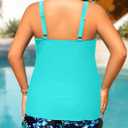 Plus Size Tankini Swimsuits - Women Two Piece Tankini Top with Shorts Flowy Swimsuit 2025 Bathing Suits (Blue)