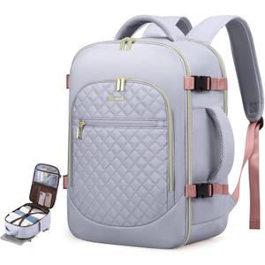 LOVEVOOK Carry on Backpack, 30L Travel Backpack for Women Airline Approved,Luggage Business Weekender Overnight Daypack as Personal Item fit for 15.6 inch Laptop,Silver Gray (Large/1Pc)