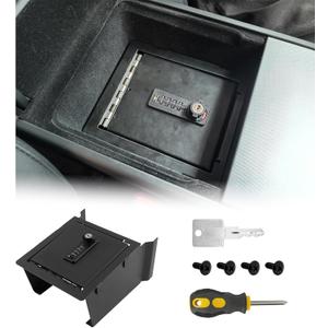 Center Console Safe Organizer Compatible with 2025 2026 Tesla Model Y Juniper & Model 3 Highland Armrest Lock Box Secure Vehicle Accessories with 4-digit Lock with Password Retrieval Key