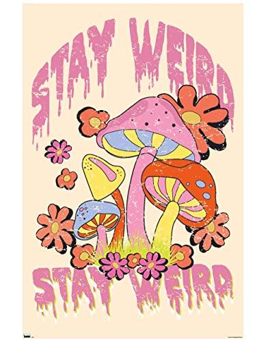 Trends International Stay Weird Mushrooms Wall Poster, 22.375" x 34", Unframed Version Set of 2