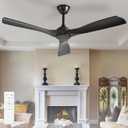 Ceiling Fan Without Light: 52 Inch Outdoor Fan for Patios - Black Ceiling Fan No Light Indoor - Modern 3 Blade Fan with Remote APP Control Reversible 6 Speed Noiseless