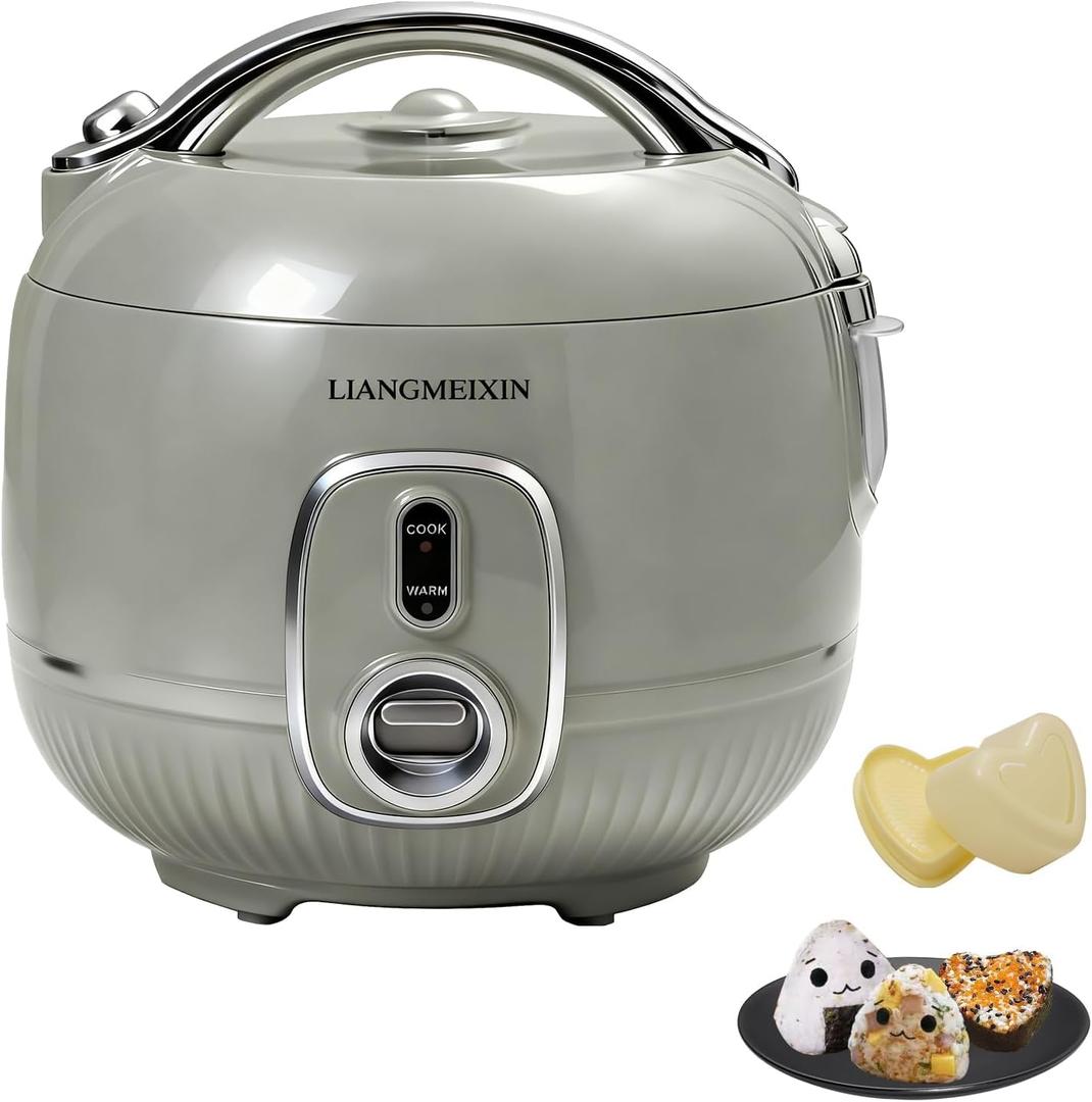 Durable Rice Cooker Small 3-Cup (Uncooked)/6-Cup (Cooked) for 1-3 People, 1 Quart Non-stick Mini Rice Cooker, Perfect for White/Brown Rice, Porridge, Soup, and Hot Pot, Auto Keep Warm 12 hours(Sage Green)