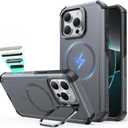 ESR for iPhone 16 Pro Max Case with Stash Stand, Camera Control, 23FT Military-Grade Shock-Absorbing Drop Protection, Compatible with MagSafe Accessories, Magnetic Cyber Series, Grey