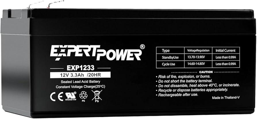 ExpertPower EXP1233-3.3Ah 12V Battery Sealed Lead Acid, APC Battery Backup Replacement for Back-UPS ES 350, BE350E, BE350C, BE350R, BE350U, 12 Volt Rechargeable UPS Batteries