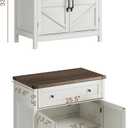 ChooChoo Kitchen Storage Cabinet, Coffee Bar Cabinet, Farmhouse Buffet Sideboard with Drawer for Kitchen, Living Room, White