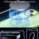 WRJ Magnetic for iPhone 13 Case,iPhone 14 Case with Screen Protector, Magnetic Translucent [Compatible with Magsafe] Slim Anti-Fingerprints Shockproof Protective Cover for Women Men-Matcha Green