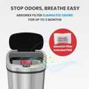 iTouchless 13 Gallon Oval Touchless Sensor Trash Can with Odor Filter, Fingerprint-Proof Stainless Steel, 50L Automatic Kitchen Garbage Bin, Smart Hands-Free Motion Lid, Quiet Soft-Close