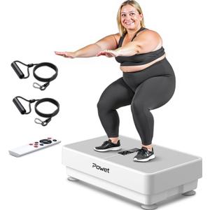 POWET Vibration Plate Exercise Machine for Weight Loss, Woukout & Lymphatic Drainage  Whole Body Vibrating with 99 Speed Levels & 5 Pre-Set Modes  Supports Up to 400lbs, Ideal for Home Use