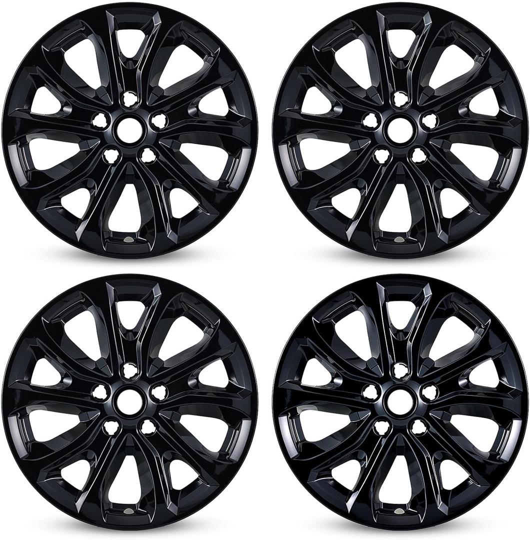 Wheel Skins Compatible with Chevrolet Equinox 2018 2019 2020 2021; 17 inch Wheel Covers; Set of 4 Pcs; Glossy Black