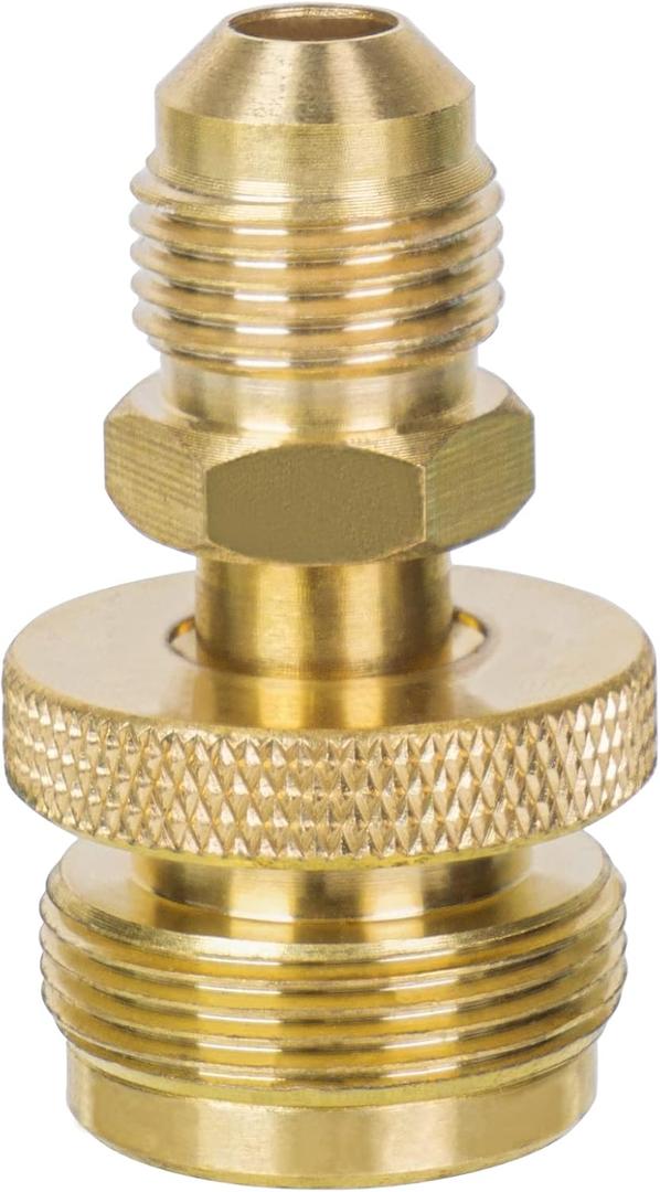 GASPRO 1LB Propane Adapter Fitting, 1''-20 Male Throwaway Cylinder to 3/8'' Male Flare Converter, Perfect for Buddy Heater, Portable Grill, Camping Stove, Solid Brass