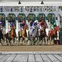 BELECO 7x5ft Fabric Derby Party Backdrop Horse Racing Backdrops for Photography Racecourse BackgroundDerby Party Decoration Supplies Banner Photo Booth Studio Props Wallpaper