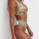 Geluboao Bikini Set for Women Solid V Neck Knot Front Push Up High Leg Thong Two Piece Swimsuit (M)