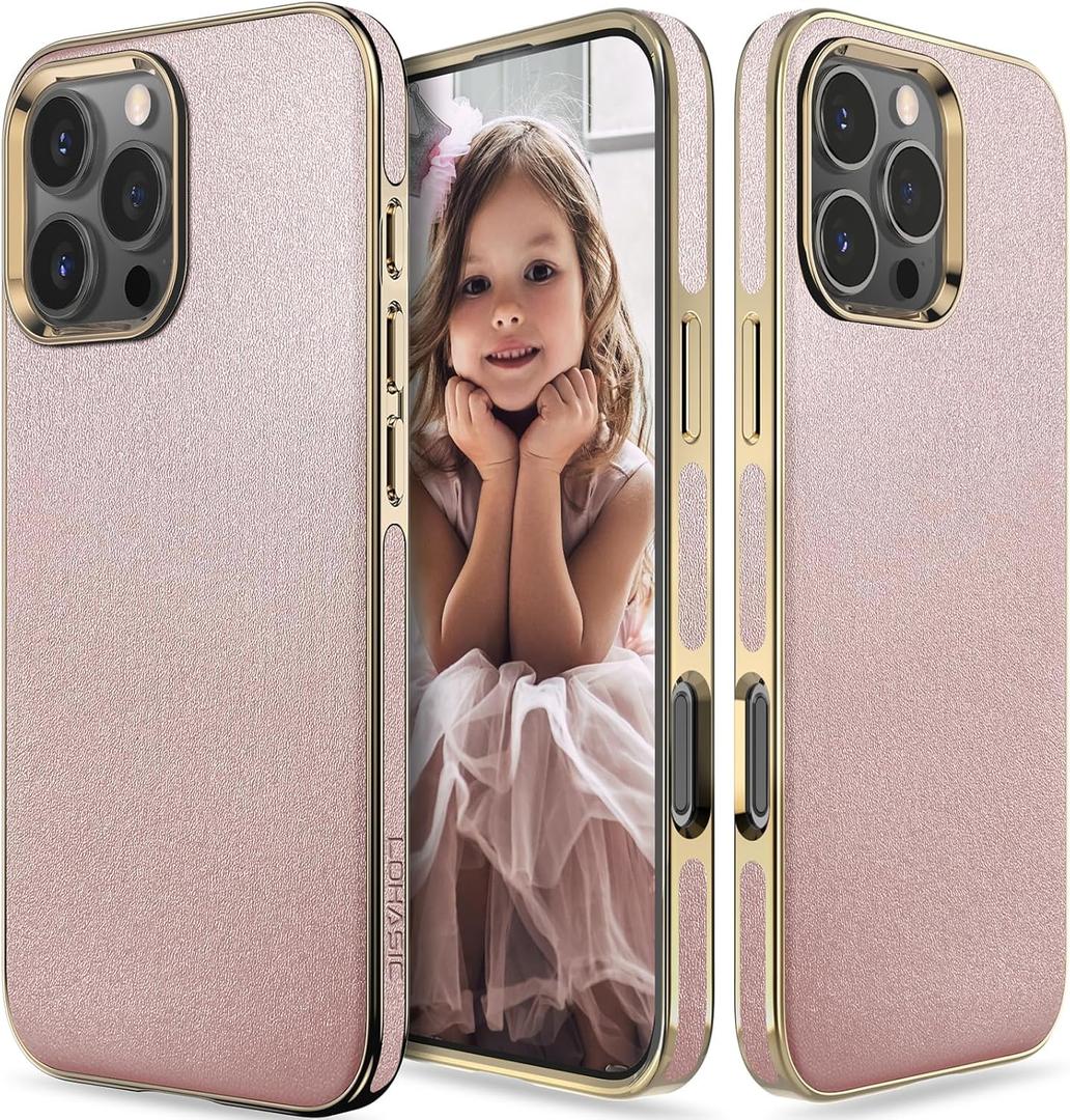 LOHASIC for iPhone 16 Pro Case Leather, Slim Luxury Vintage Stylish Lovely Cute Soft Back Cover Protective Phone Cases for Girls Women 6.3 inch 2024, Rose Gold (for iPhone 16 Pro 6.3")